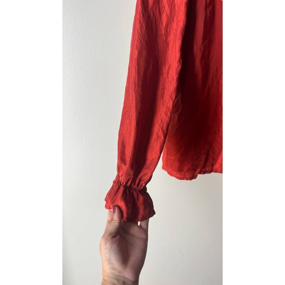 Carlton Sport Vintage 100% Silk Ruffle Blouse M Old Money Preppy Academia 80s - Picture 4 of 5
